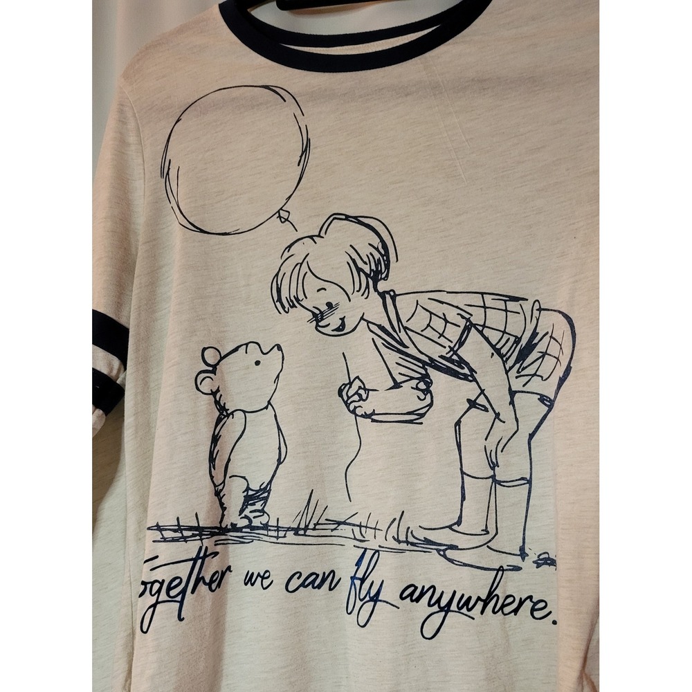 Disney Store Winnie the Pooh Christopher Robin Varsity Long Sleeve Shirt Large